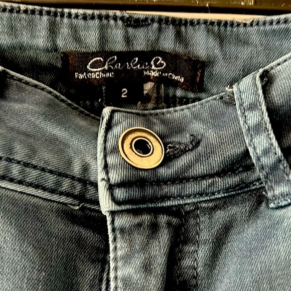 Charlie B Frayed Hem Ankle Jeans in Balsam - Picture 5 of 11